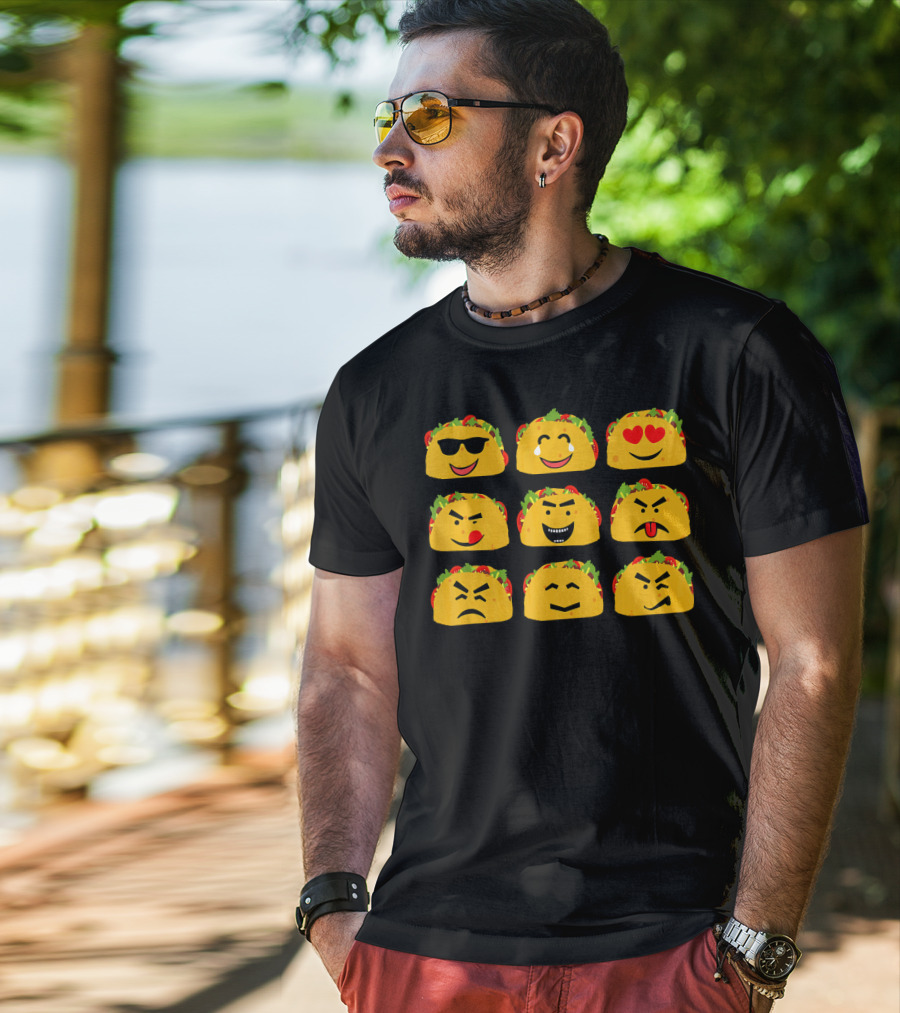 Taco Faces Emoji Cinco De Mayo Mexican T-Shirt