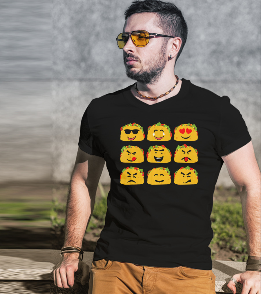 Taco Faces Emoji Cinco De Mayo Mexican T-Shirt