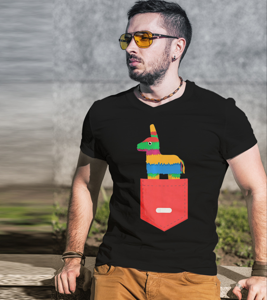 Cinco De Mayo Mexican Pinata In Pocket T-Shirt