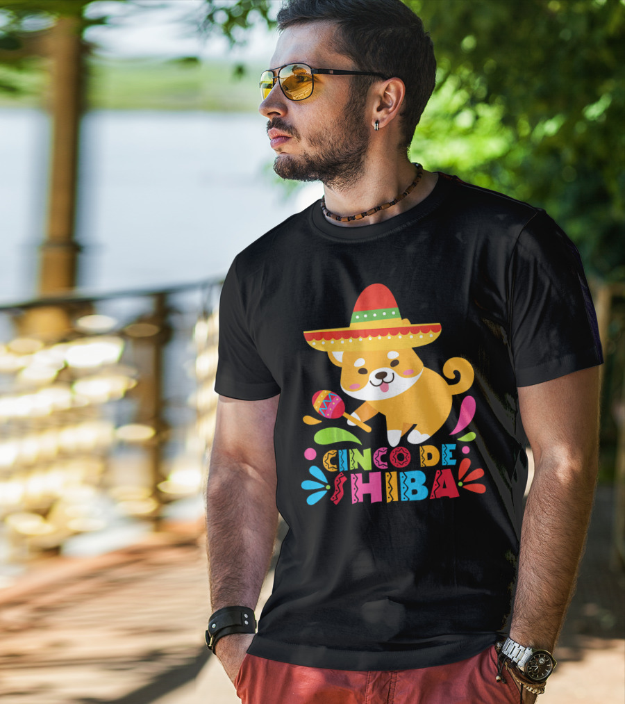 Cinco De Shiba Dog Mexican Fiesta T-Shirt