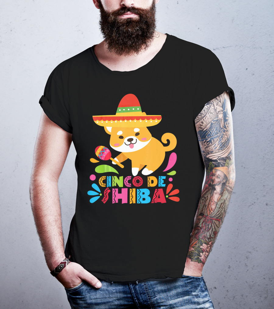 Cinco De Shiba Dog Mexican Fiesta T-Shirt