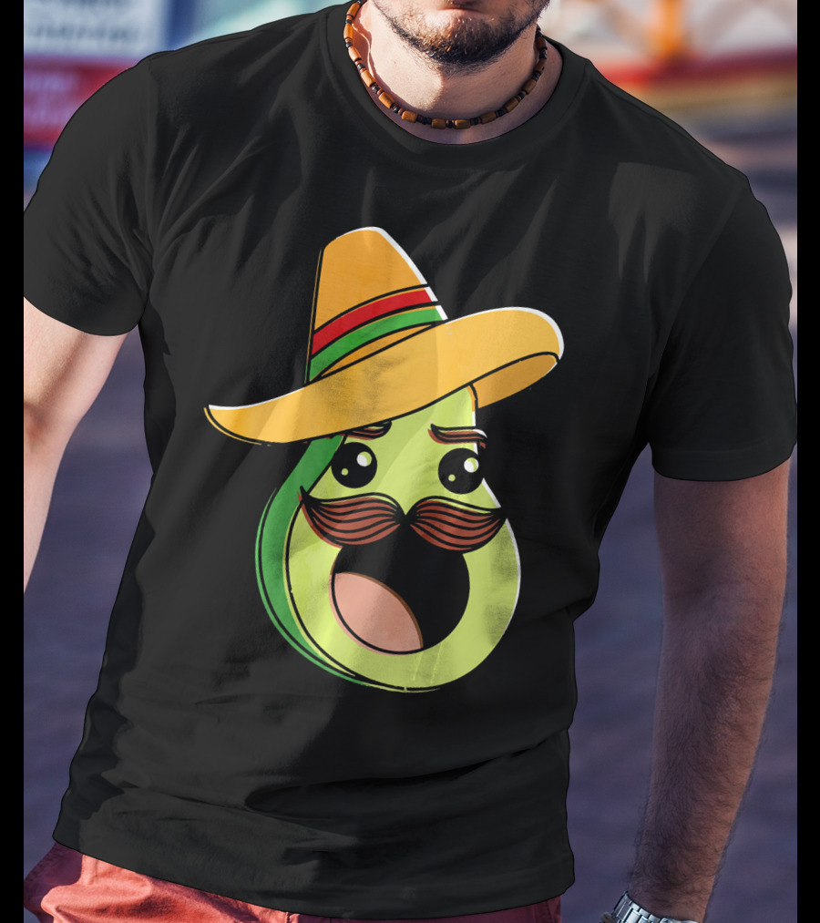 Cinco De Mayo Funny Avocado With Sombrero And Mustache T-Shirt