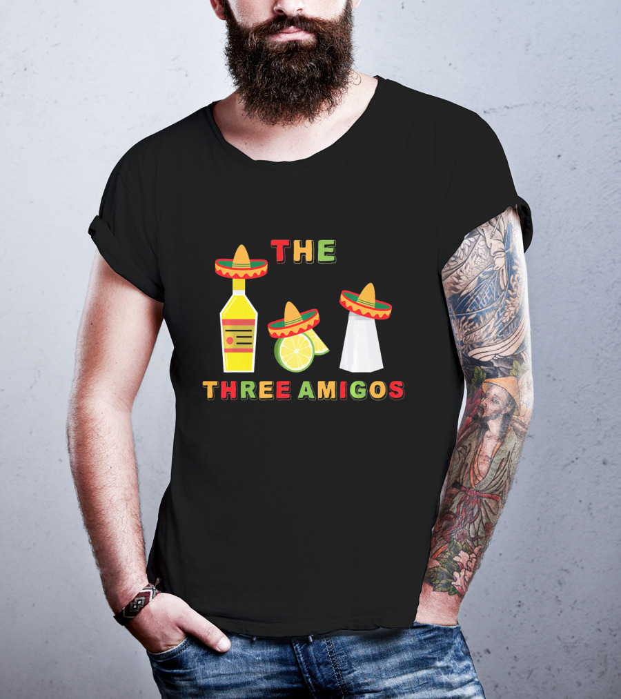 Cinco De Mayo Three Amigos Tequila Lime Sombreros T-Shirt