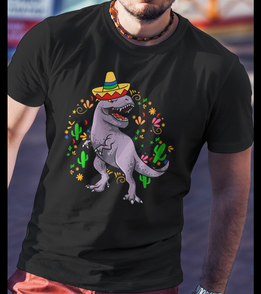 T Rex Dinosaur Cinco De Mayo 5th Of May Sombrero Cactus Fiesta T-Shirt