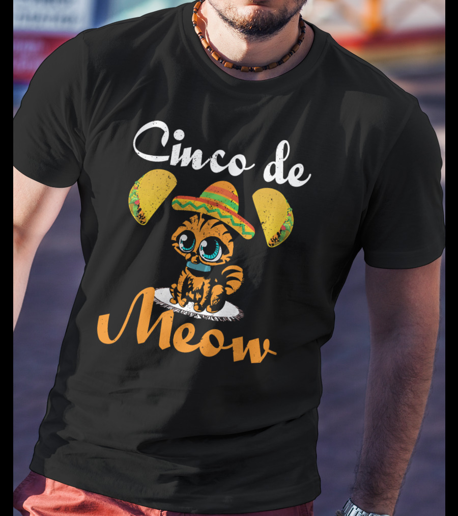 Cinco De Meow Cat Sombrero Taco T-Shirt