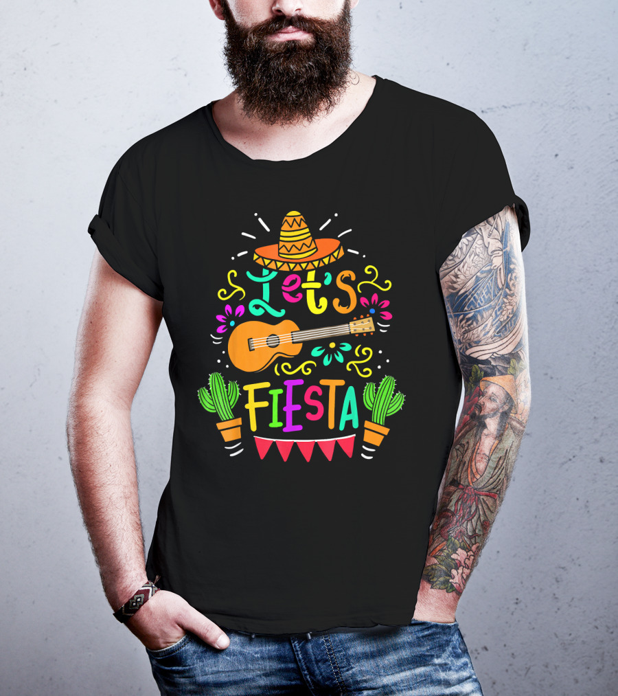 Cinco De Mayo Mexican Guitar Let's Fiesta T-Shirt