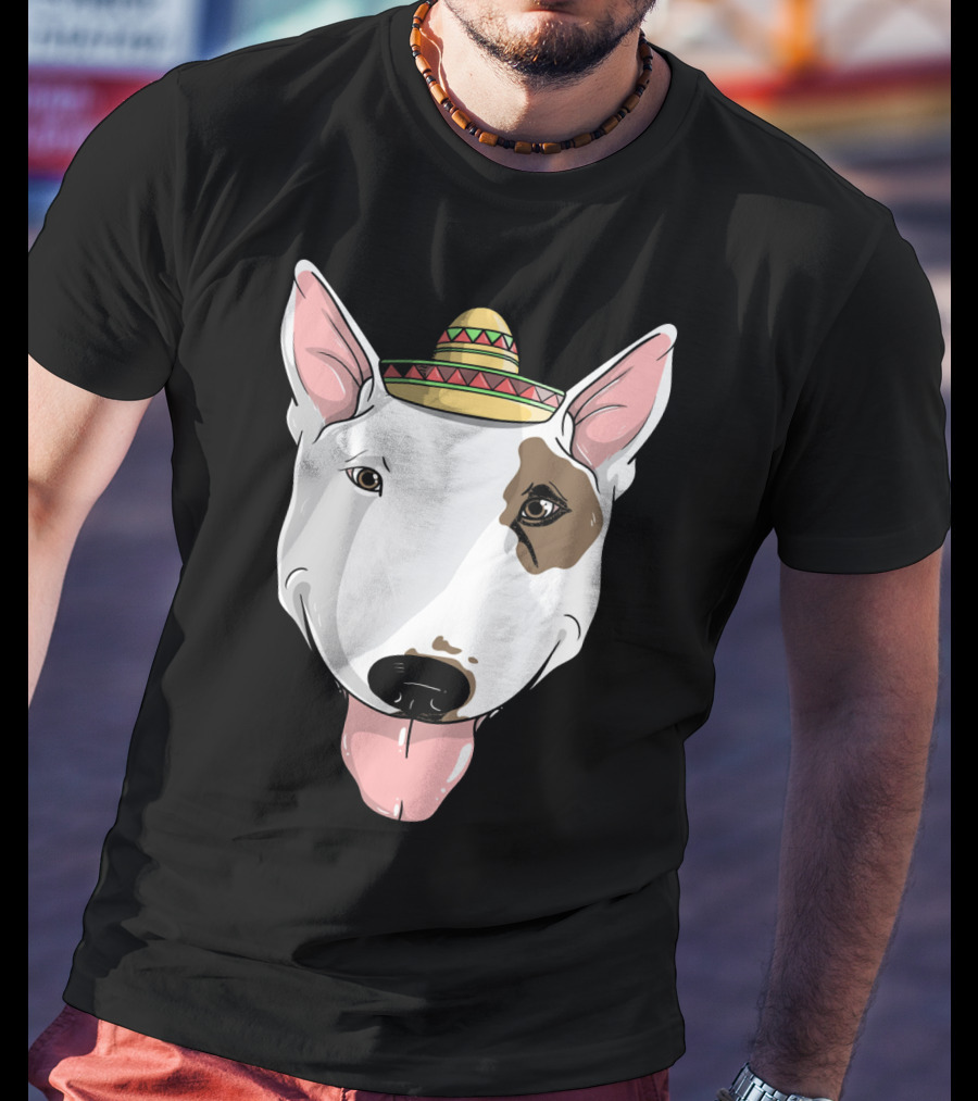 Bull Terrier Dog Sombrero Fiesta Cinco De Mayo T-Shirt