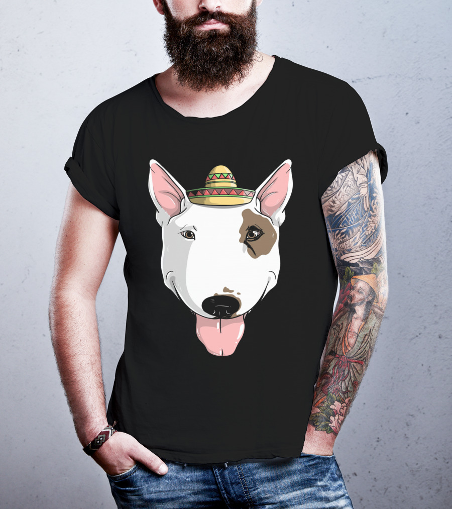 Bull Terrier Dog Sombrero Fiesta Cinco De Mayo T-Shirt