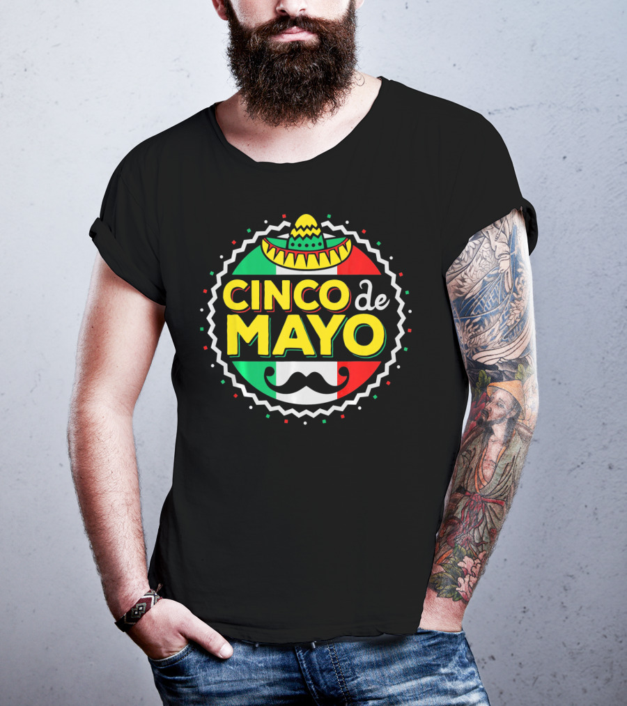 Cinco De Mayo Mexican Sombrero Mustache T-Shirt