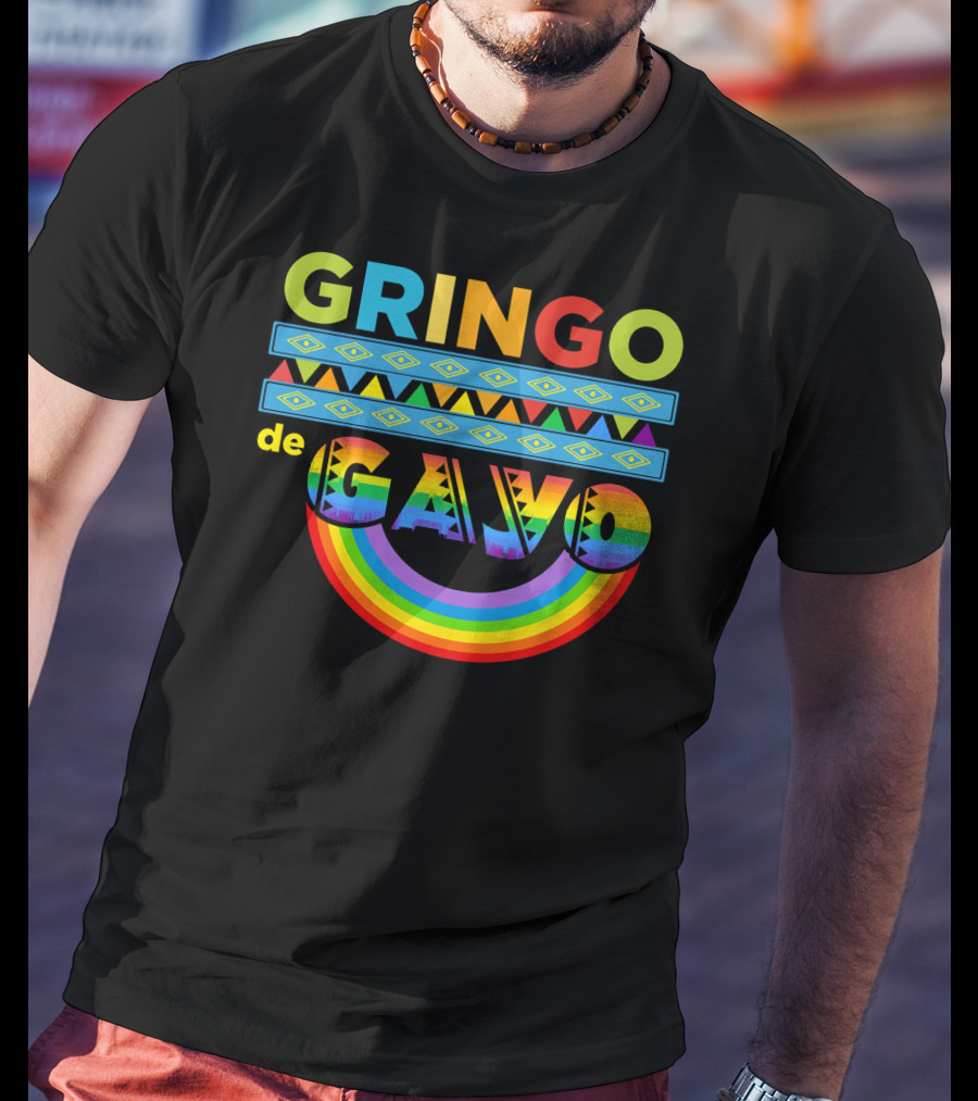 Mens Gay Gringo De Gayo Funny Cinco De Mayo LGB Rainbow T-Shirt