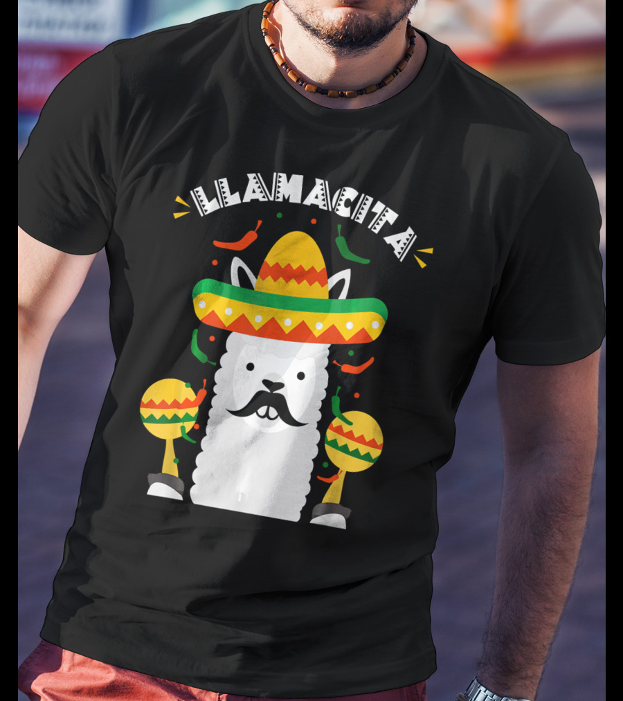 Llamacita Cinco De Mayo Party Llama Sombrero Maracas T-Shirt