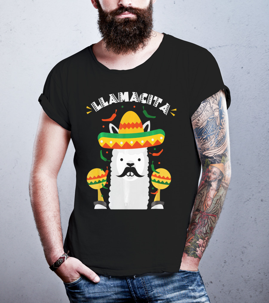 Llamacita Cinco De Mayo Party Llama Sombrero Maracas T-Shirt