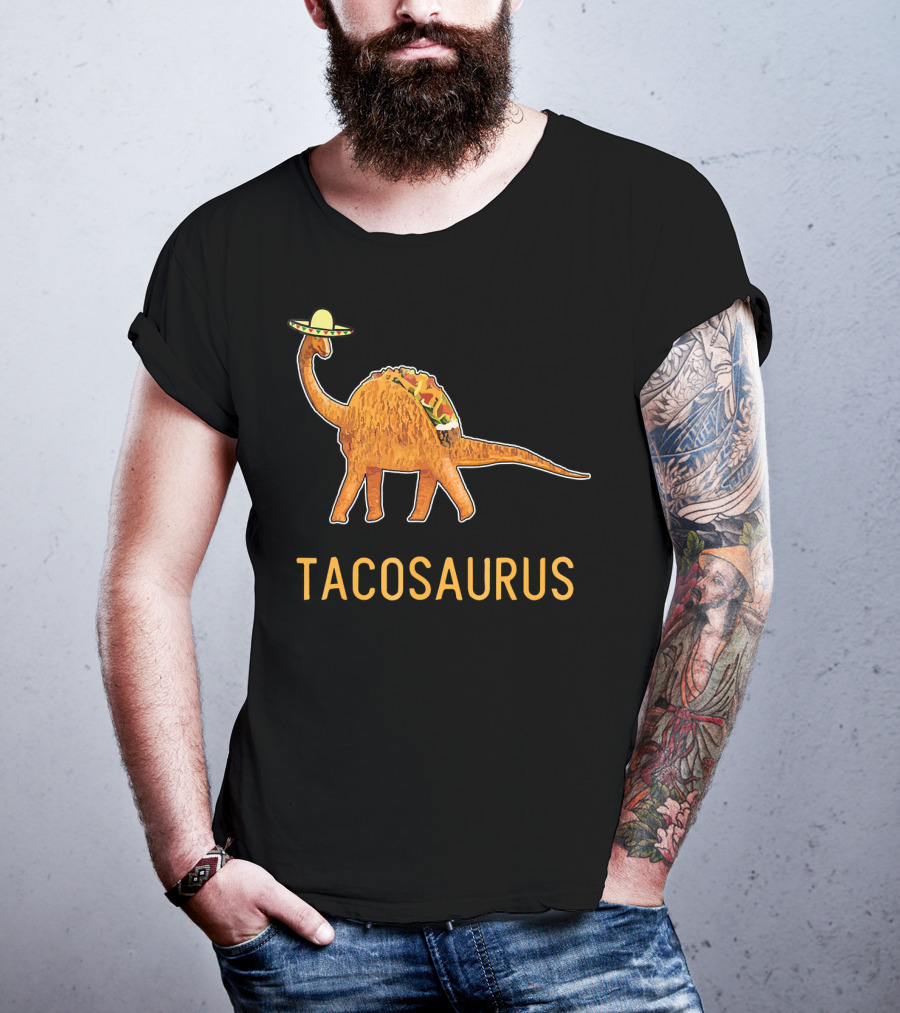 Funny Cinco De Mayo Tacosaurus Dinosaur In Sombrero With Taco Back T-Shirt