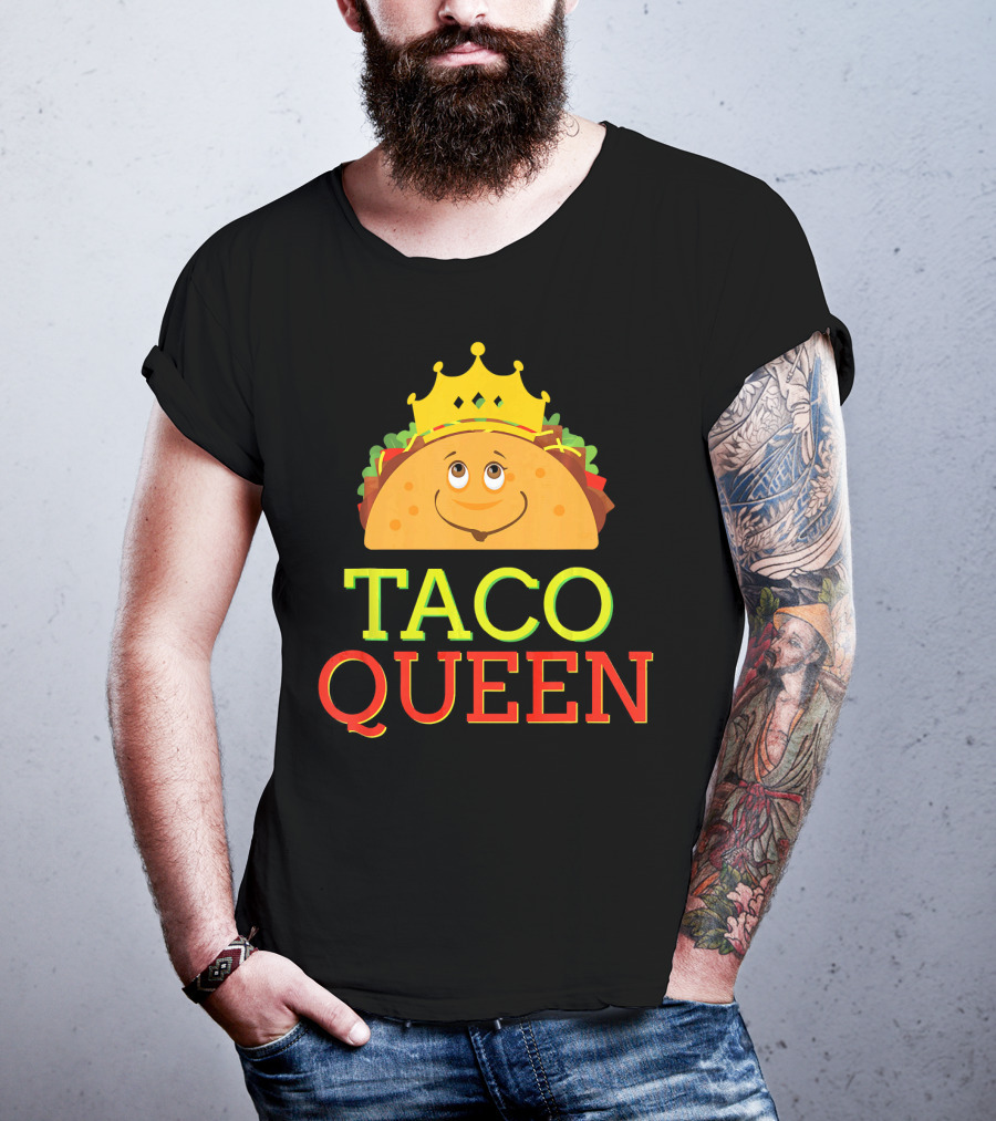 TACO QUEEN Funny Cinco DE Mayo Crowned Smiling Taco T-Shirt