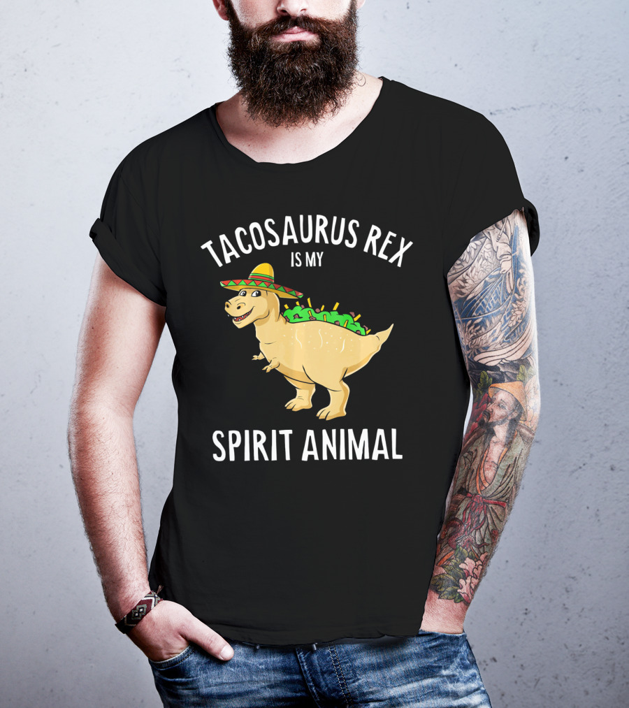 Tacosaurus Rex Is My Spirit Animal Sombrero Dinosaur With Taco Back T-Shirt
