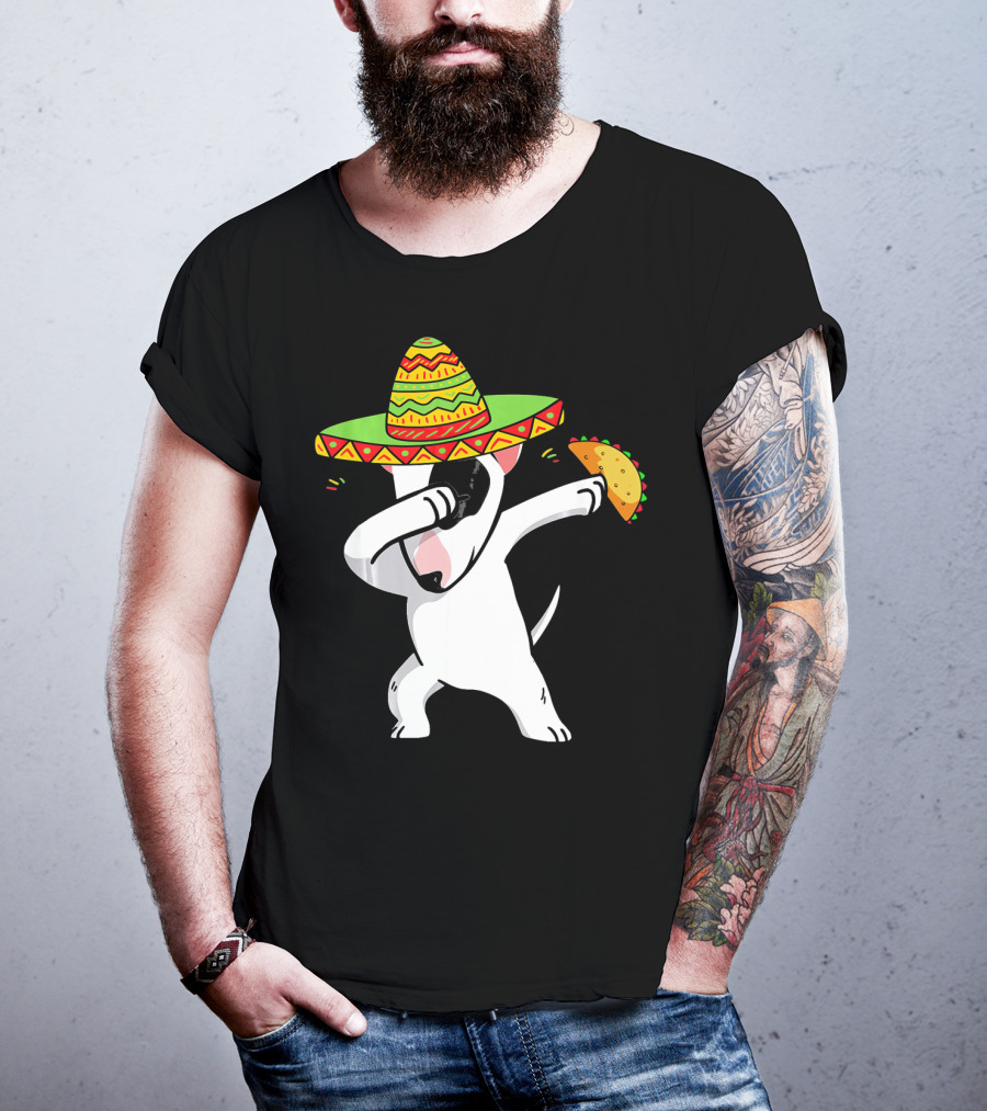 English Bull Terrier Dabbing With Sombrero And Taco T-Shirt
