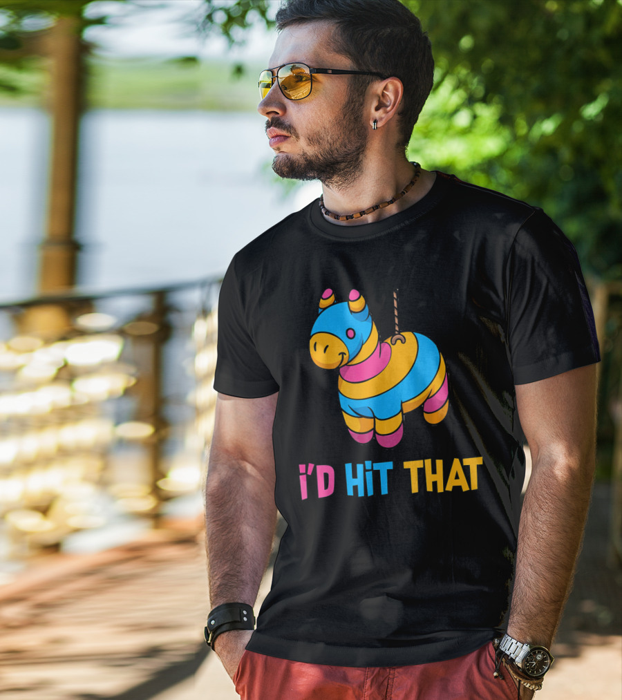 Cute Mexican I'd Hit That Piñata Rope Hanging Colorful Donkey T-Shirt