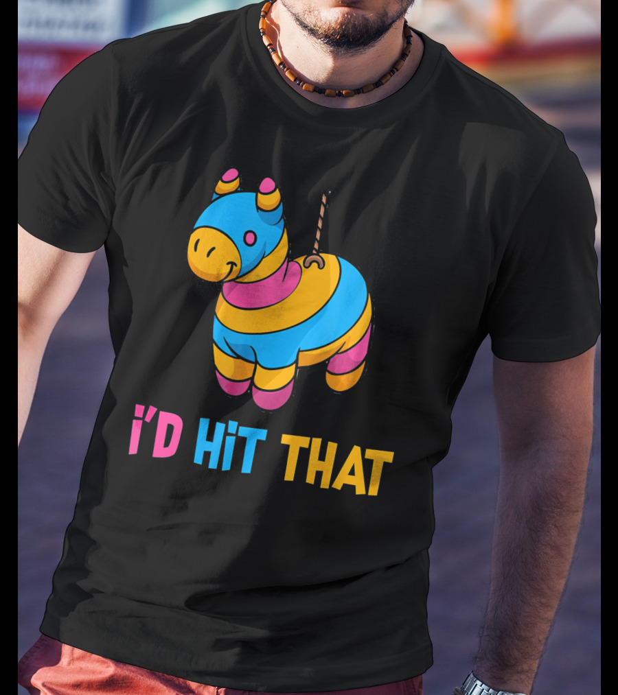 Cute Mexican I'd Hit That Piñata Rope Hanging Colorful Donkey T-Shirt