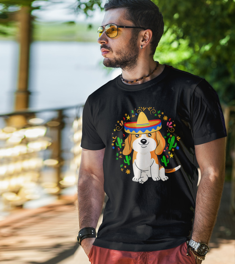 Cinco De Mayo Beagle Sombrero Cactus T-Shirt
