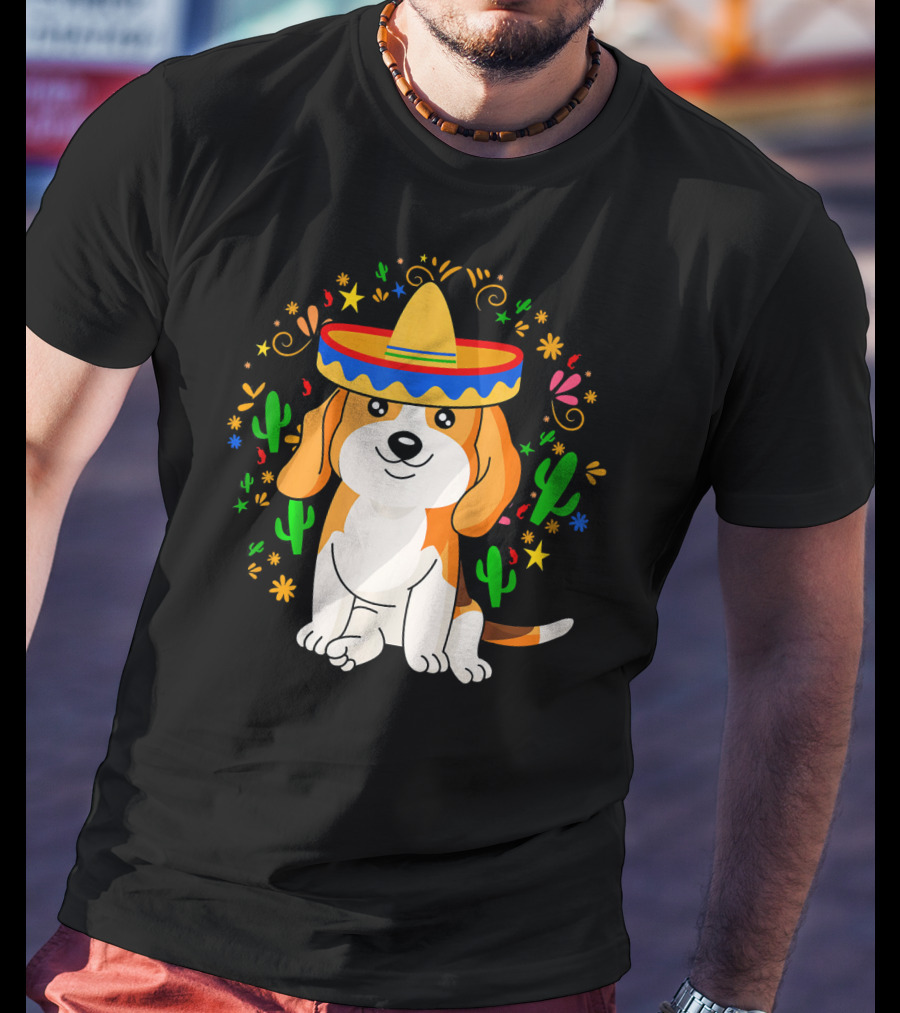 Cinco De Mayo Beagle Sombrero Cactus T-Shirt