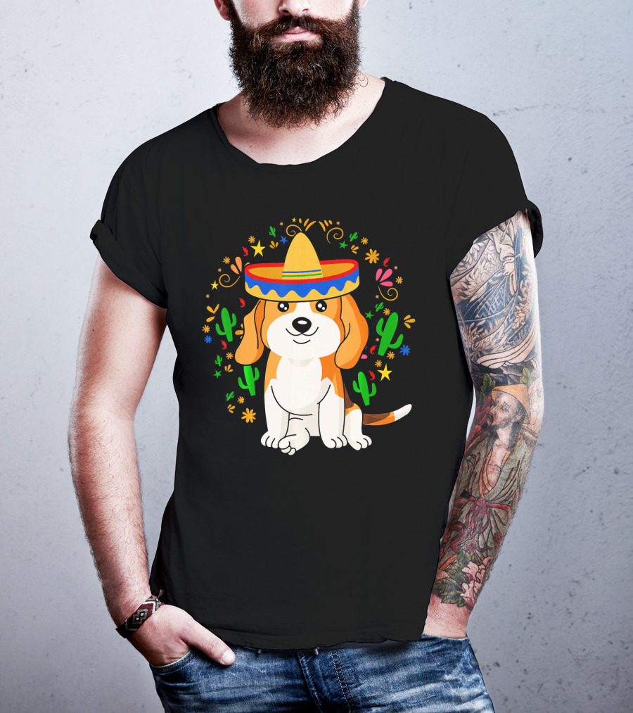 Cinco De Mayo Beagle Sombrero Cactus T-Shirt