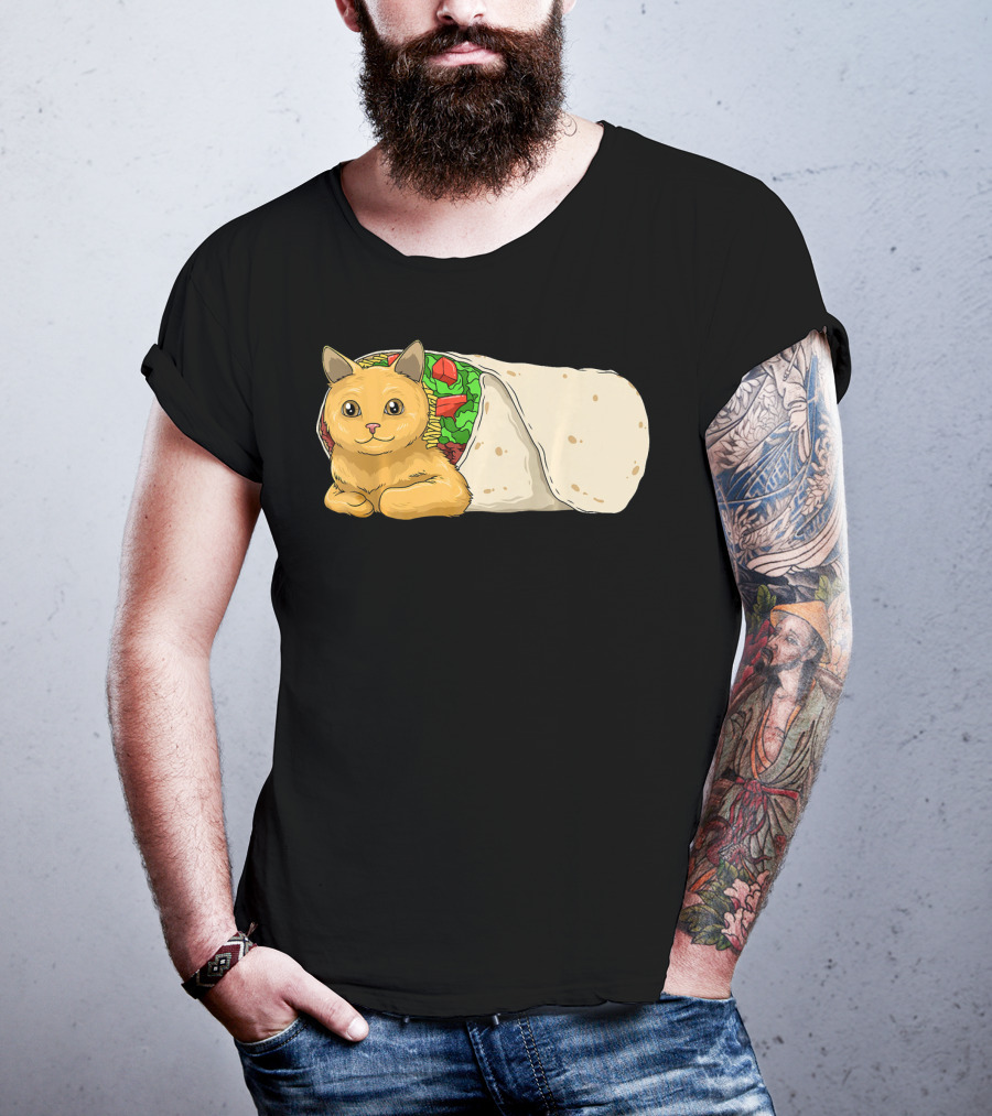 Cat Burrito Mexican Cat Cinco De Mayo Festive Humor T-Shirt