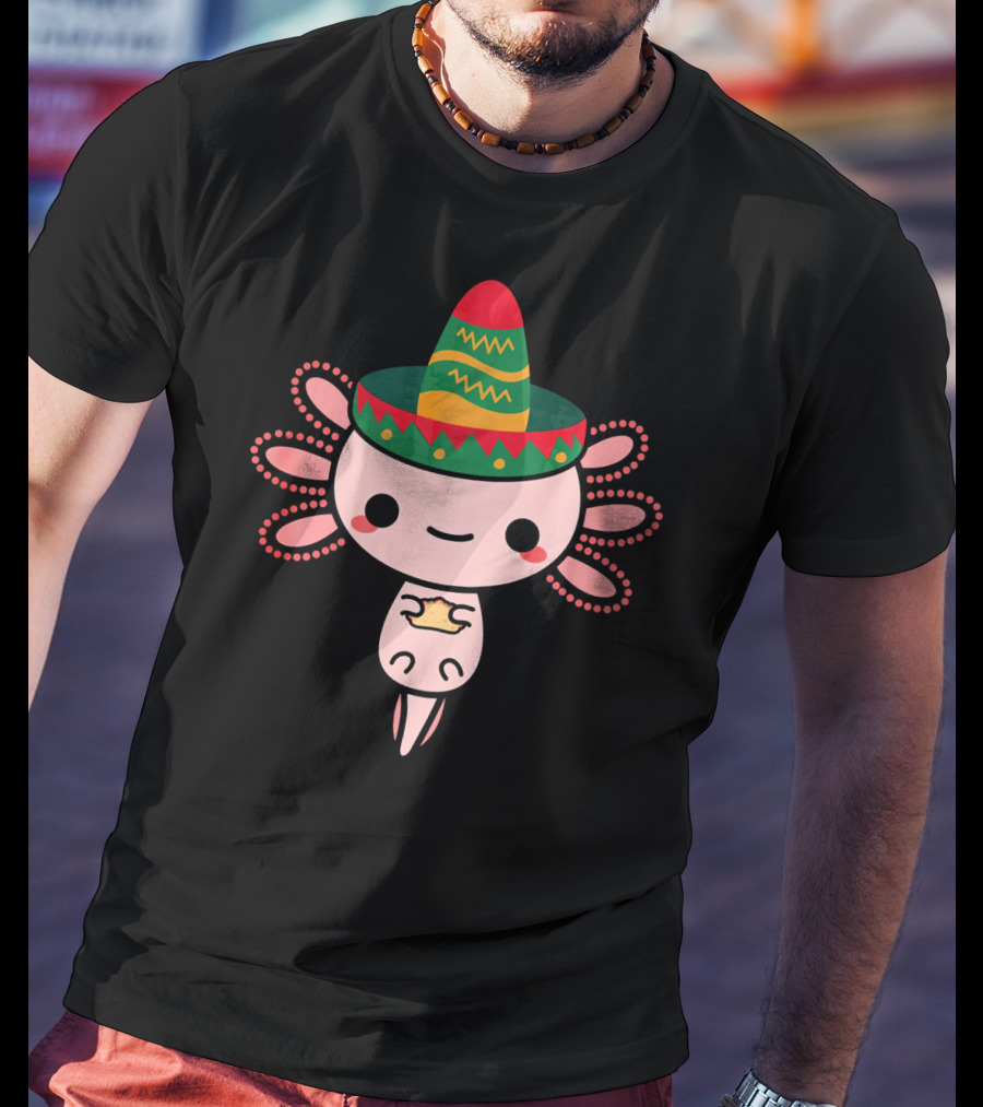 Happy Axolotl Sombrero Mexican Tacos Cinco T-Shirt