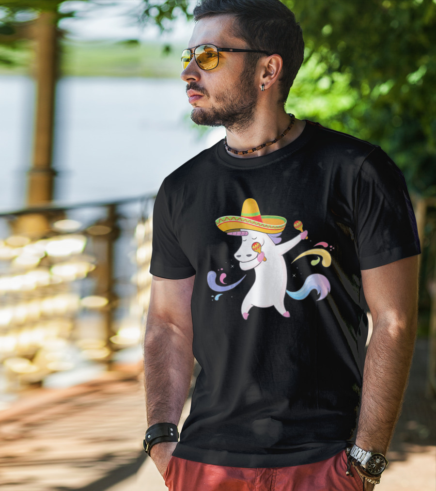 Cinco De Mayo Unicorn With Sombrero And Maracas T-Shirt
