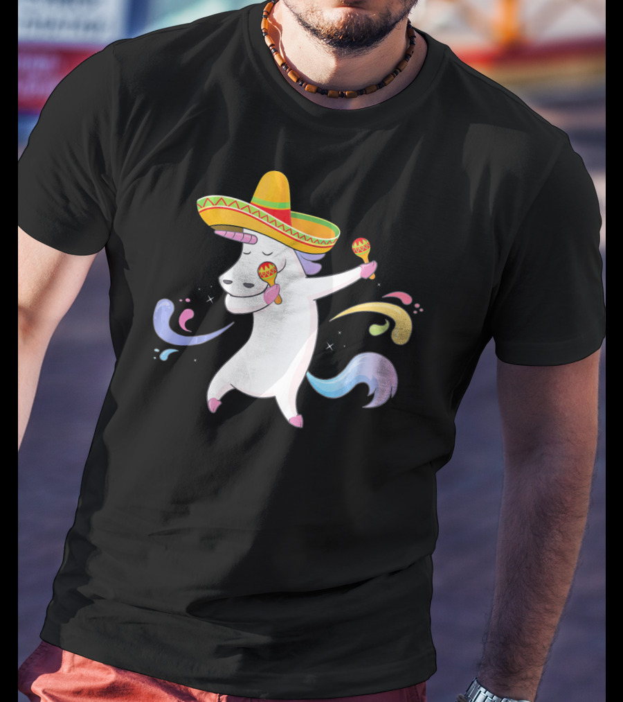 Cinco De Mayo Unicorn With Sombrero And Maracas T-Shirt