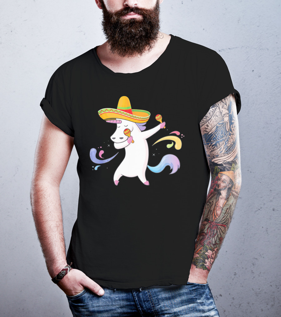 Cinco De Mayo Unicorn With Sombrero And Maracas T-Shirt