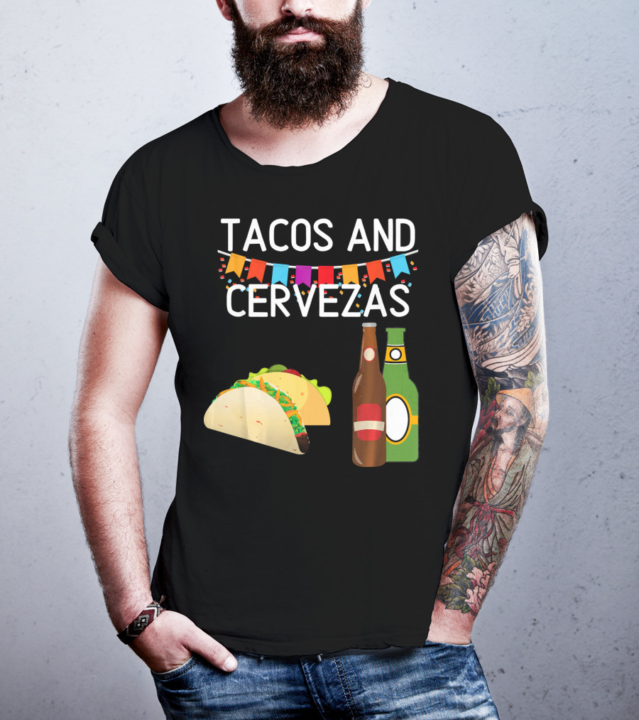 Tacos And Cervezas UberGuber Funny Mexic Beer Fiesta T-Shirt