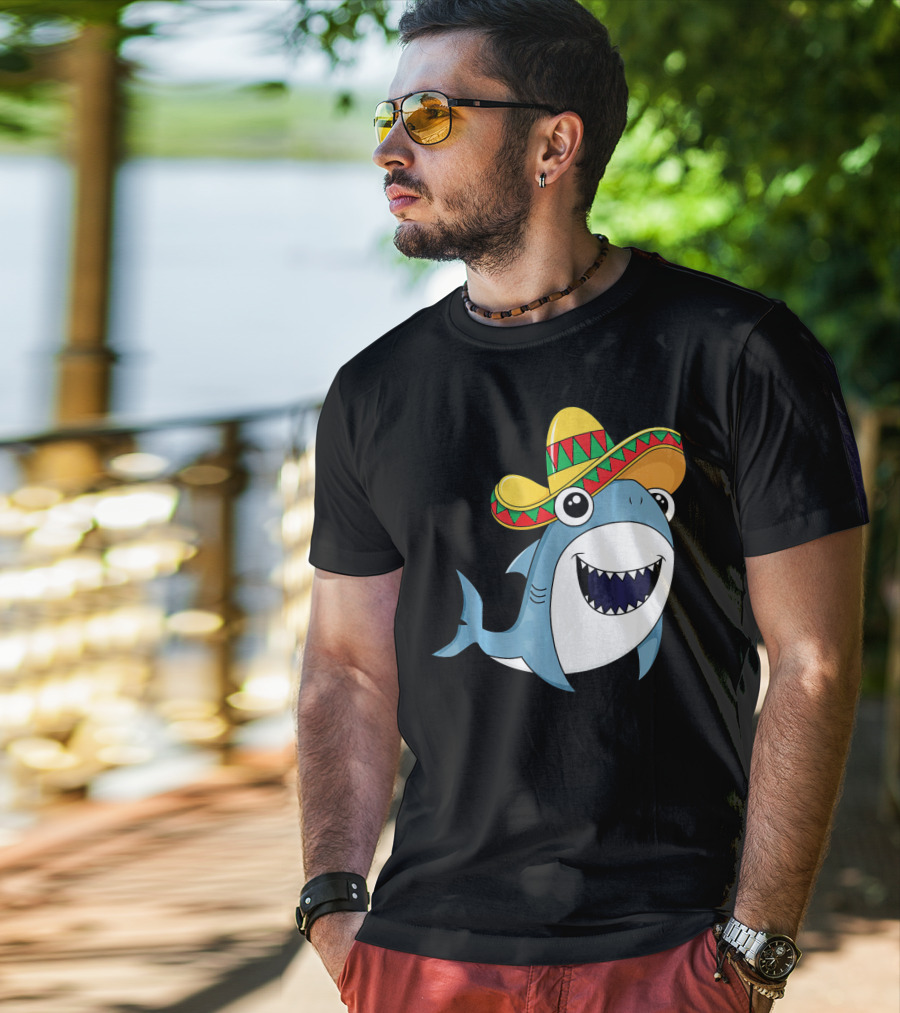Kids Cinco De Mayo Sombrero Shark Boys Me T-Shirt