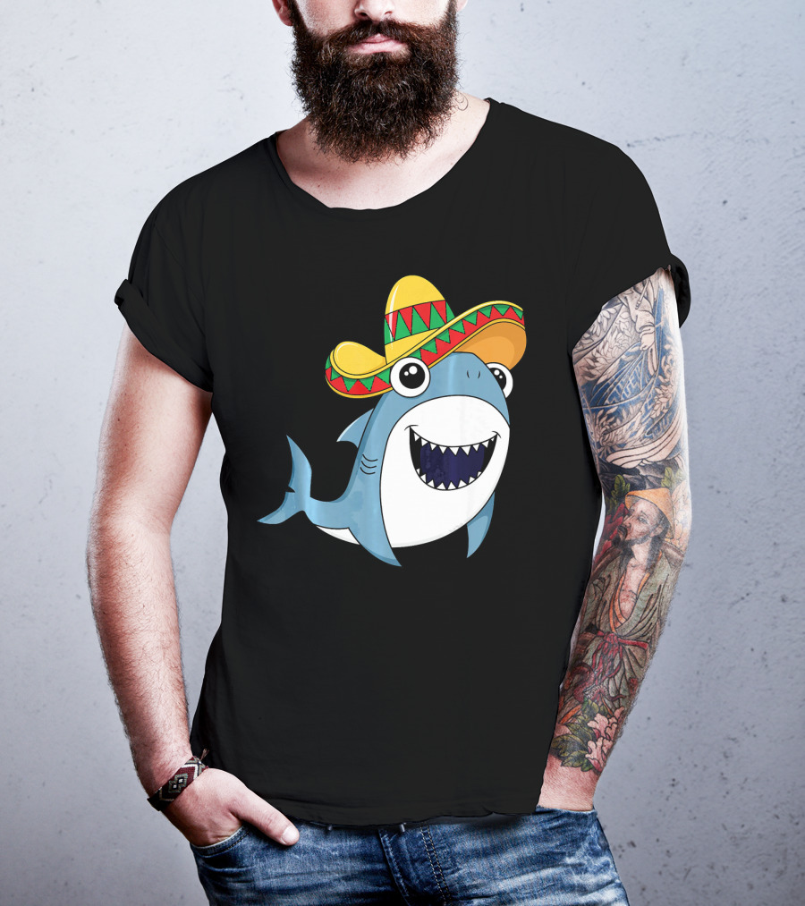 Kids Cinco De Mayo Sombrero Shark Boys Me T-Shirt