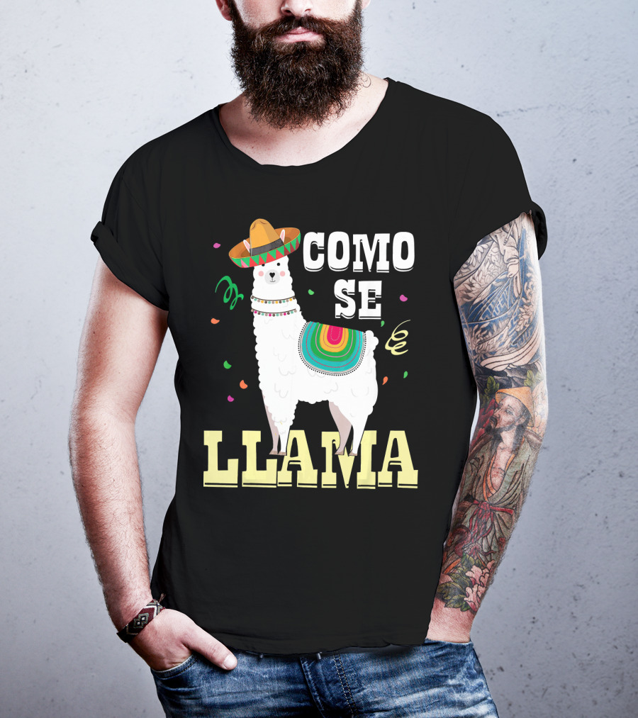 COMO SE LLAMA Cinco De Mayo Llama With Sombrero And Festive Colors T-Shirt