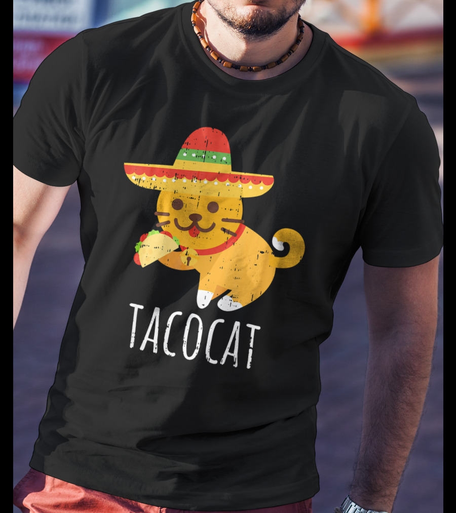 Tacocat Sombrero Taco Cat Funny Mexican Cinco De Mayo T-Shirt