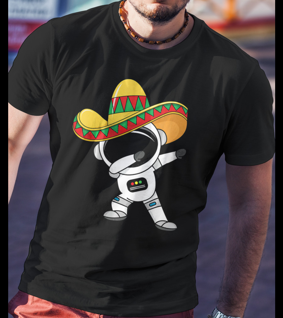 Kids Cinco De Mayo Astronaut Sombrero Dabbing T-Shirt