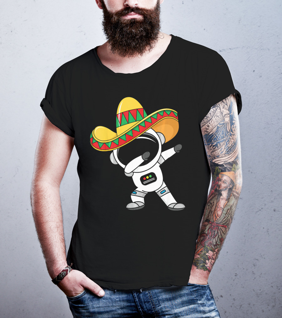Kids Cinco De Mayo Astronaut Sombrero Dabbing T-Shirt