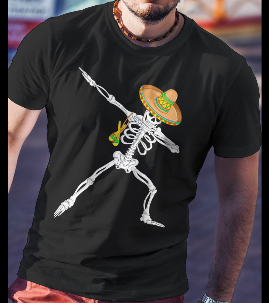Cinco De Mayo Dabbing Skeleton Sombrero Dance T-Shirt
