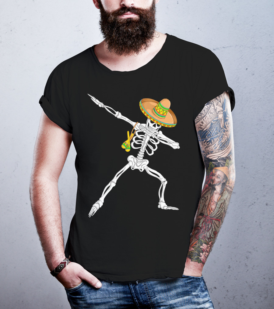 Cinco De Mayo Dabbing Skeleton Sombrero Dance T-Shirt
