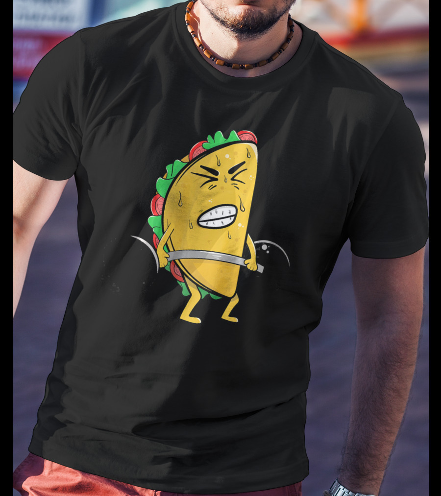 Funny Spanish Weightlifting Taco With Determined Expression T-Shirt