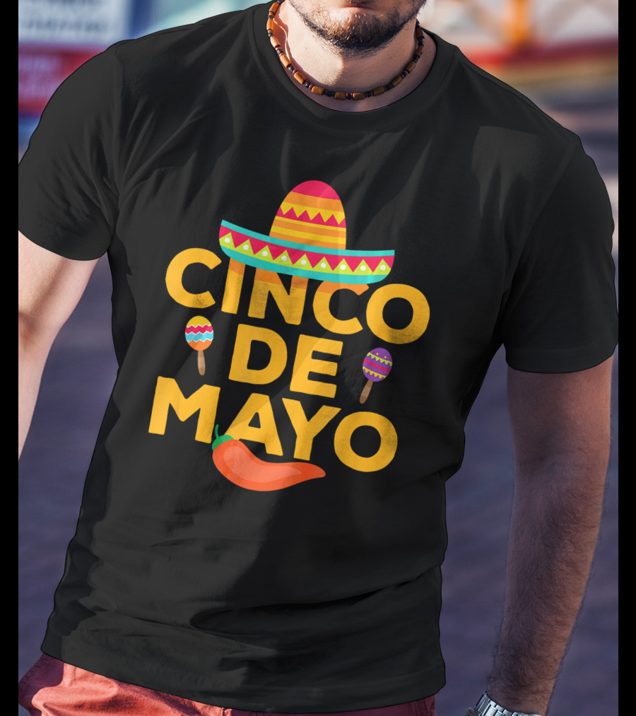 Cinco De Mayo Sombrero Maracas Pepper T-Shirt