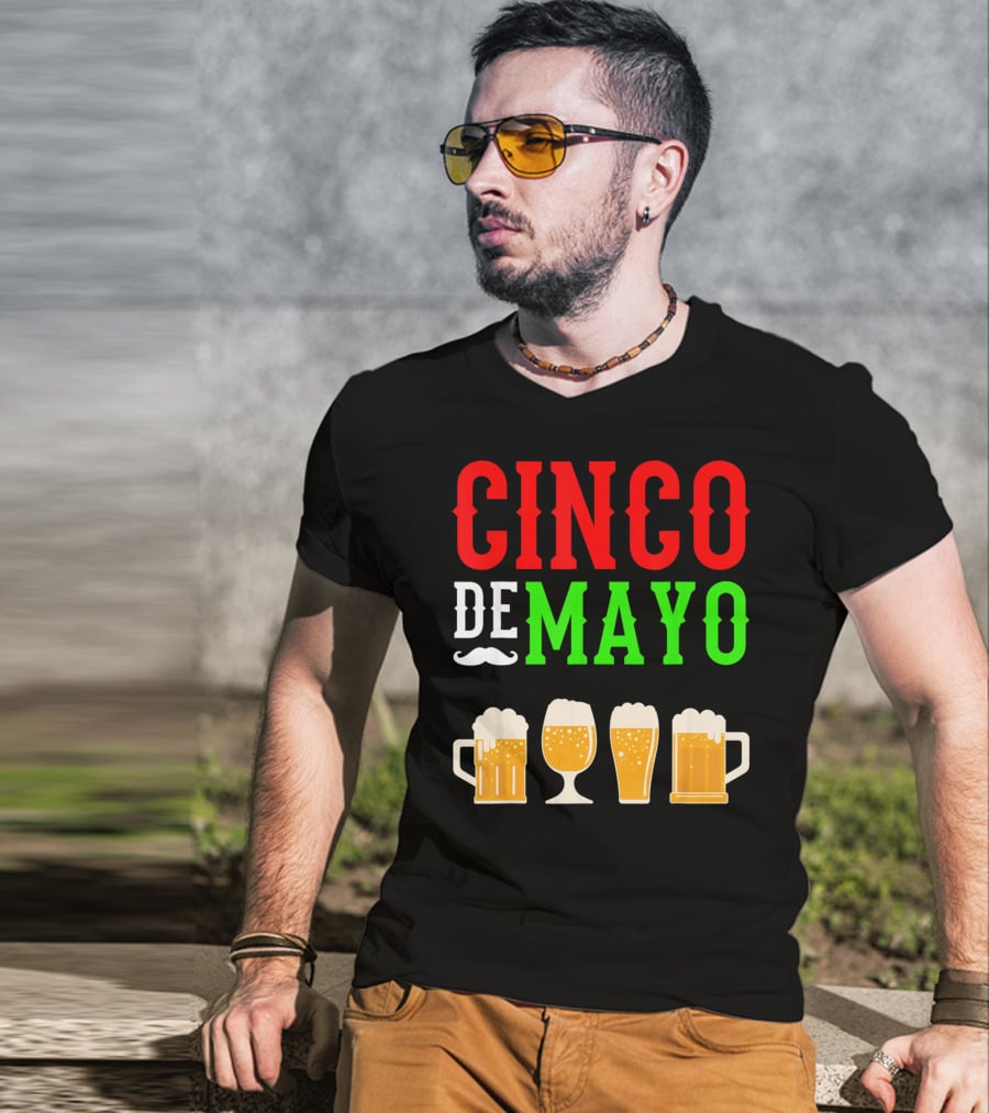Cinco De Mayo Beer Glasses Funny Mexico T-Shirt