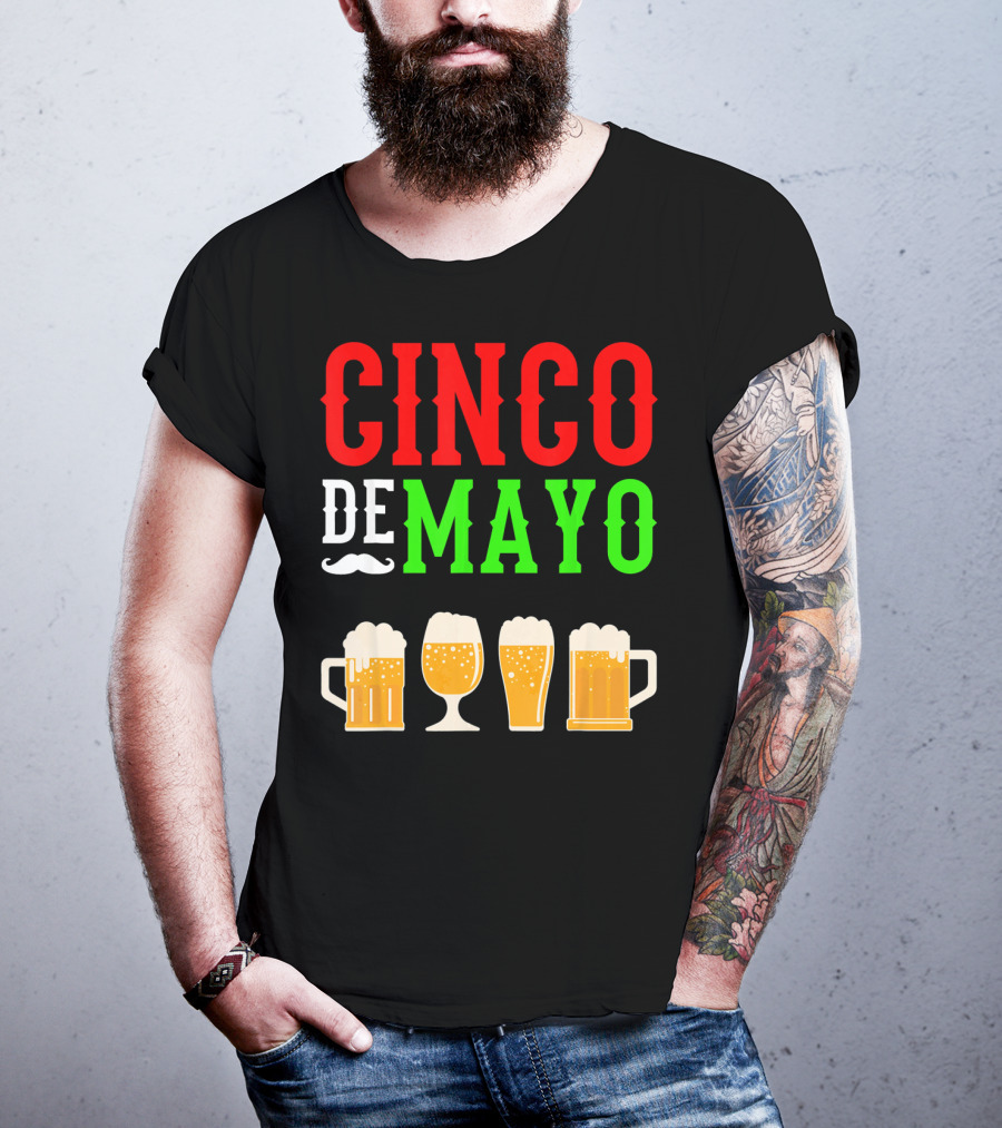 Cinco De Mayo Beer Glasses Funny Mexico T-Shirt