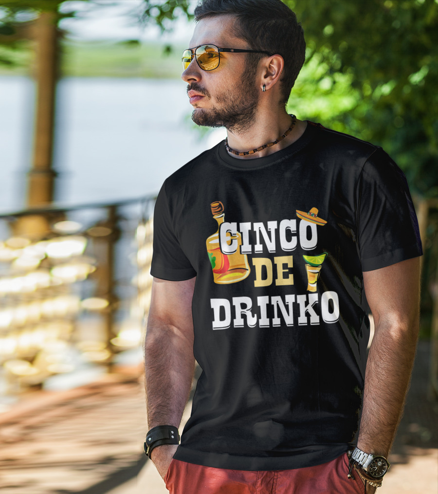 Cinco De Drinko Mexican Funny Sombrero Bottle Lime T-Shirt