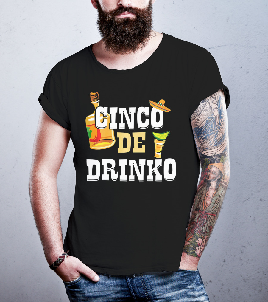Cinco De Drinko Mexican Funny Sombrero Bottle Lime T-Shirt