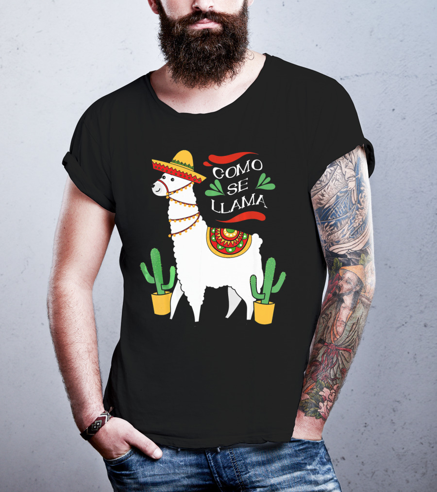 Como Se Llama Cactus Cute Llama With Sombrero Cinco De Mayo T-Shirt