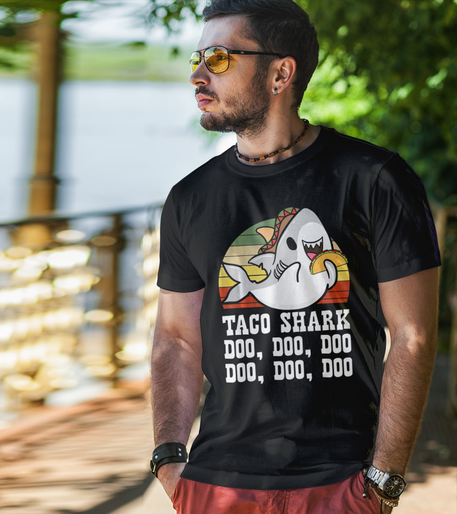 Taco Shark Doo Doo Doo Doo Doo Doo Mexican Cinco Lover T-Shirt