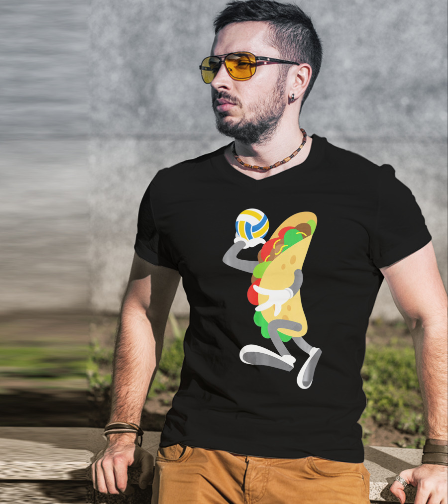 Taco Volleyball Ball Funny Mexican Cinco Volleyball Player T-Shirt