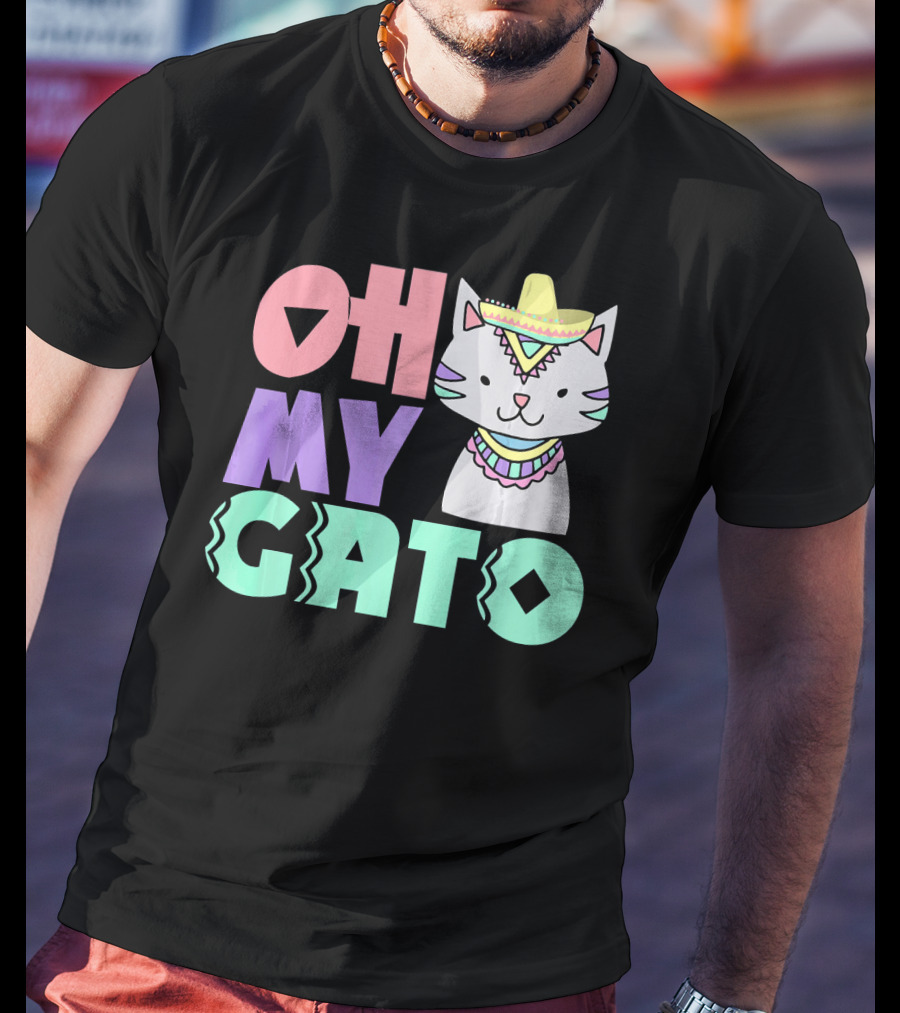 Oh My Gato Cinco De Mayo Cat Sombrero And Poncho T-Shirt