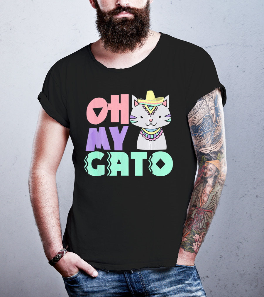 Oh My Gato Cinco De Mayo Cat Sombrero And Poncho T-Shirt